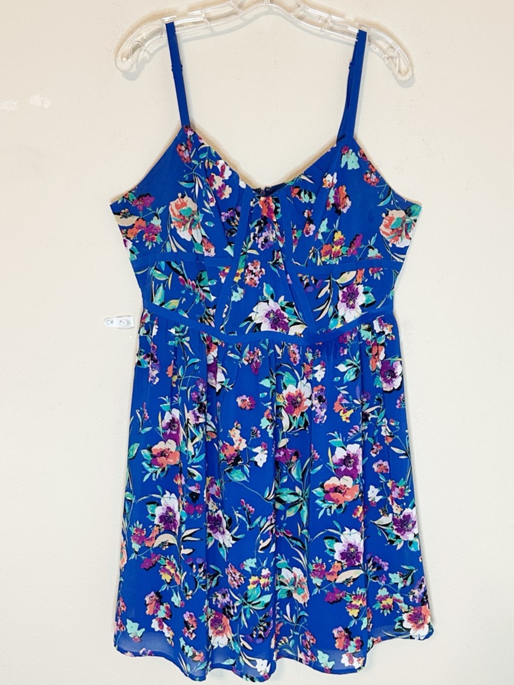 Nicole Miller Blue Floral Sleeveless Flowy Sundress - size 16